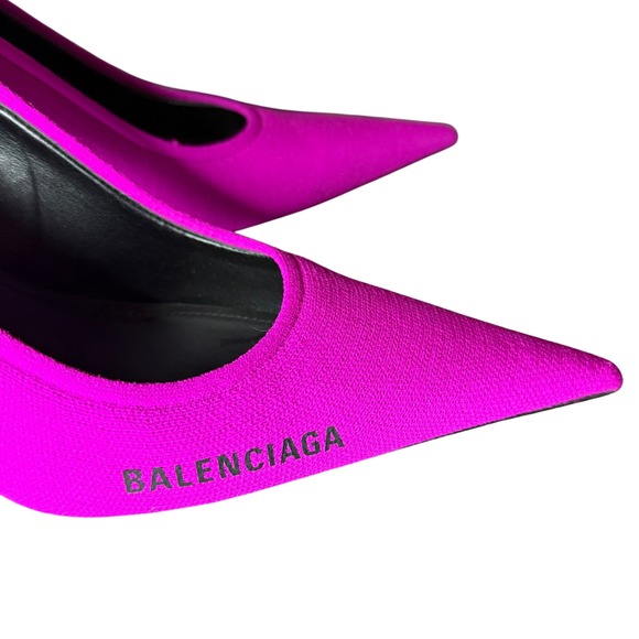 Balenciaga Hot Pink Knife Logo Pointed Toe Pumps EU 39/US 8.5 - Picture 6 of 11
